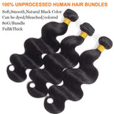 Human Hair Bundles Body Wave Bundles Human Hair 18 20 22 Inch 12A Grade 100% Unprocessed Brazilian Virgin Hair Body Wave 3 Bundles Human Hair Extensions for Black Women Natural Color