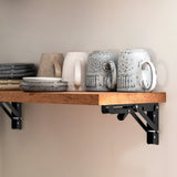 Ravinte 2 Pack 16 Inch Folding Shelf Brackets – Matte Black, Heavy Duty Collapsible Brackets for Tables and Benches – Space-Saving Design