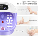 Foot Spa Bath Massager with Heat Bubbles and Vibration Massage and Jets, 16 OZ Calming Lavender Foot Soak Epsom Salt, Koenvenden Foot Soaker With Red Light, 22 Massage Rollers, Adjustable Temp -Purple