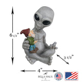 BELLA HAUS DESIGN Andre' & Fritz Friendship Stories Alien and Gnome Garden Statue | Poly-Resin 6.5" h x 4" w x 3.5" d Outdoor Décor (Stories - Garden Statue)