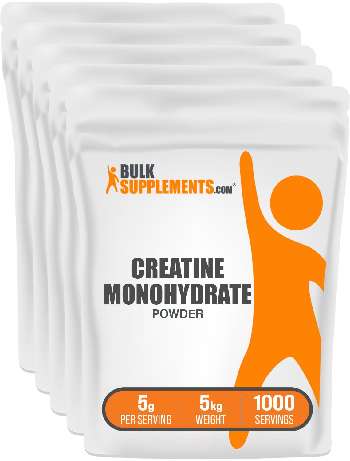 BulkSupplements.com Creatine Monohydrate Powder - Creatine Supplement, Micronized Creatine, Creatine Powder - Unflavored & Gluten Free, 5g (5000mg) per Servings, 5kg (11 lbs) (Pack of 5)