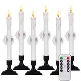 Homemory 6 Pcs Window Candles with Remote Timer Dimmer, Battery Operated Candlesticks with Holders and Suctions, White LED Christmas Candle for Window Xmas Holiday Decor