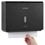 anydry Wall-Mounted Paper Towel Dispenser – Fits Tri-Fold Towels up to 10x3.1 Inches, Holds 200 Sheets, Ideal for Home & Commercial Use (Black)