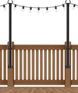 2 Pack String Light Poles,5Ft Metal Poles for Outdoor String Lights,Outdoor Light Poles with Post,Poles/Stand for Outside,Patio,Deck,Backyard,Garden Wedding,Party
