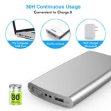 TEC.BEAN 24 Modes Tens Unit Muscle Stimulator, Rechargeable Tens Machine with 8 Electrode Pads (American Gel), Electric Pulse Massager for Pain Relief Therapy（Silver