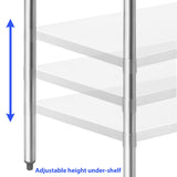 GRIDMANN Stainless Steel Kitchen Prep Table 36 x 24 Inches with Backsplash & Under Shelf, NSF Commercial Work Table for Restaurant and Home