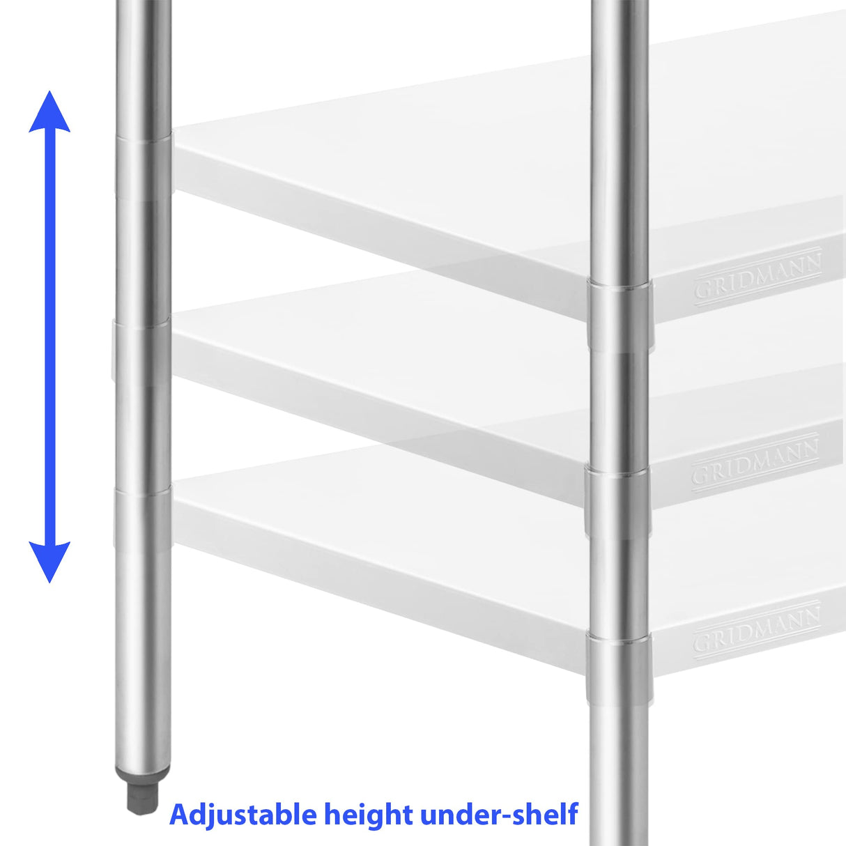GRIDMANN Stainless Steel Kitchen Prep Table 48 x 24 Inches with Backsplash & Under Shelf, NSF Commercial Work Table for Restaurant and Home