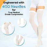 2Pairs Ted Hose Compression Stockings for Women and Men, Anti Embolism Compression Stockings, Surgical Compression Stocking, 15-20 mmHg Compression TED Hose with Inspect Toe Hole (Thigh High, XL)