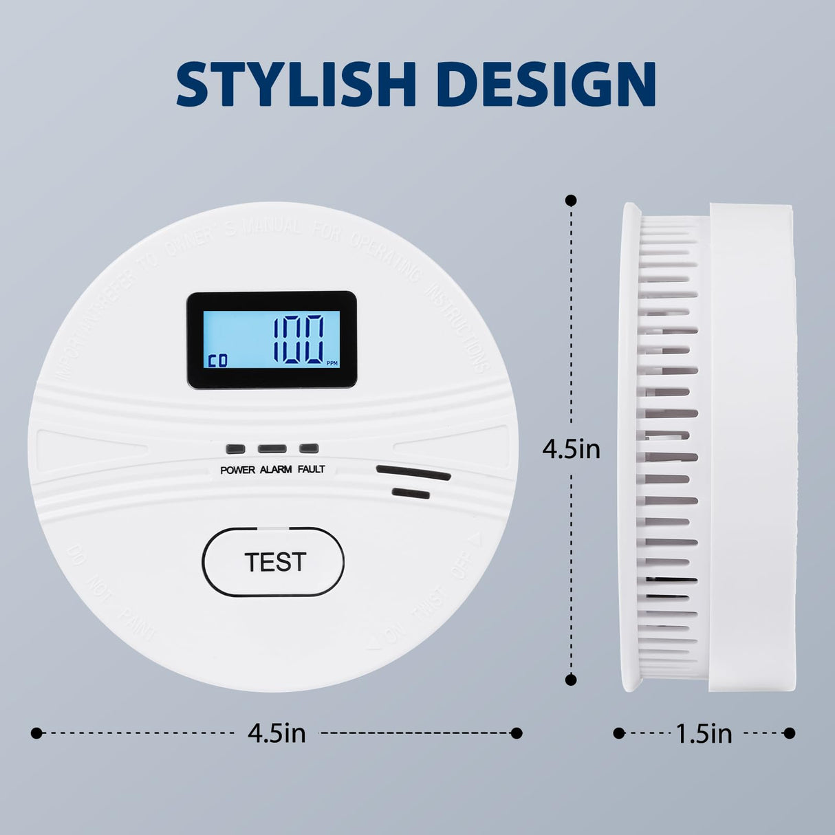 2 in 1 Co & Smoke Detectors, Battery Co and Smoke Detector Combo with Digital Display, Warning Sound Indicators, 3 Packs, Easy Installation