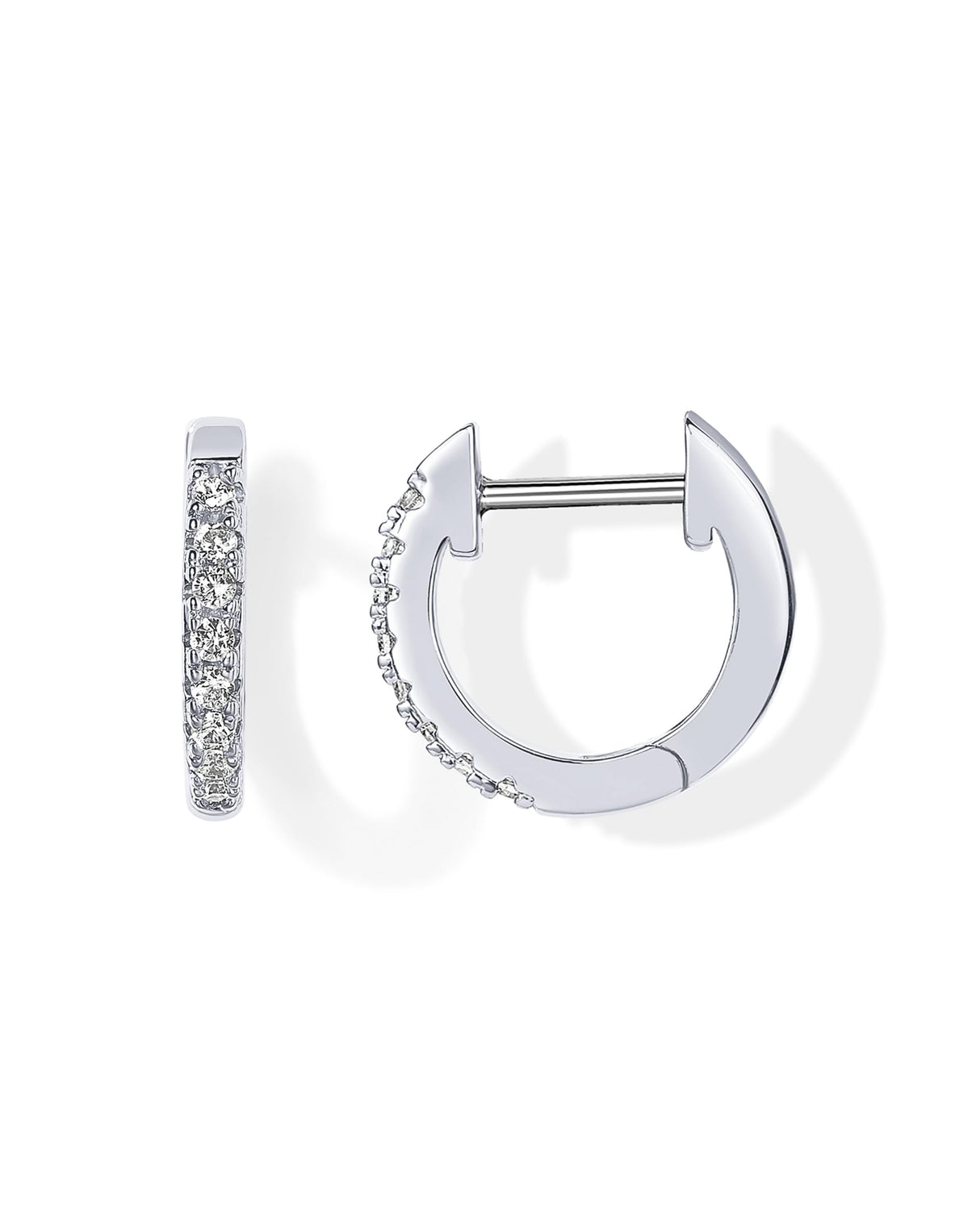 PAVOI Vermeil Hoop CZ Small Huggie Earrings for Women, White Gold