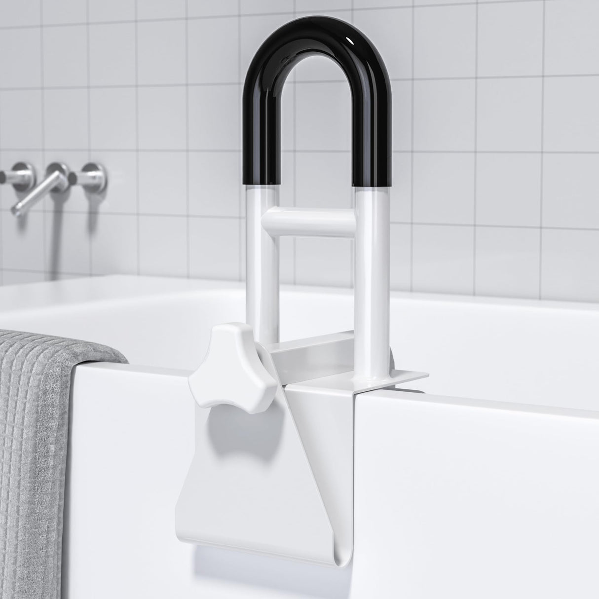 Adjustable Bathtub Safety Rail: Shower Grab Bar Handle for Seniors, Elderly, and Disabled, Fits 3 to 7 Inch Tub Walls, Bathroom Safety Bars with Non-Slip Grip, Supports 300 lbs