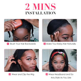 ISEE Wear and Go Mongolian Afro Kinky Curly Headband Wig Human Hair 200% Density Afro Wigs for Women Human Hair Natural Curls Grade 10A Glueless Human Hair Wigs (14 Inch)