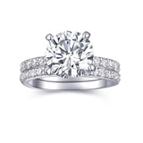 Engagement Rings For Women Wedding Rings Fake Engagement Ring Set Travel 18K White Gold Plated Promise Rings For Her 3 Carat 3CT Round Cubic Zirconia CZ Bridal Ring Sets Cheap Band 2pcs, Size 7.5