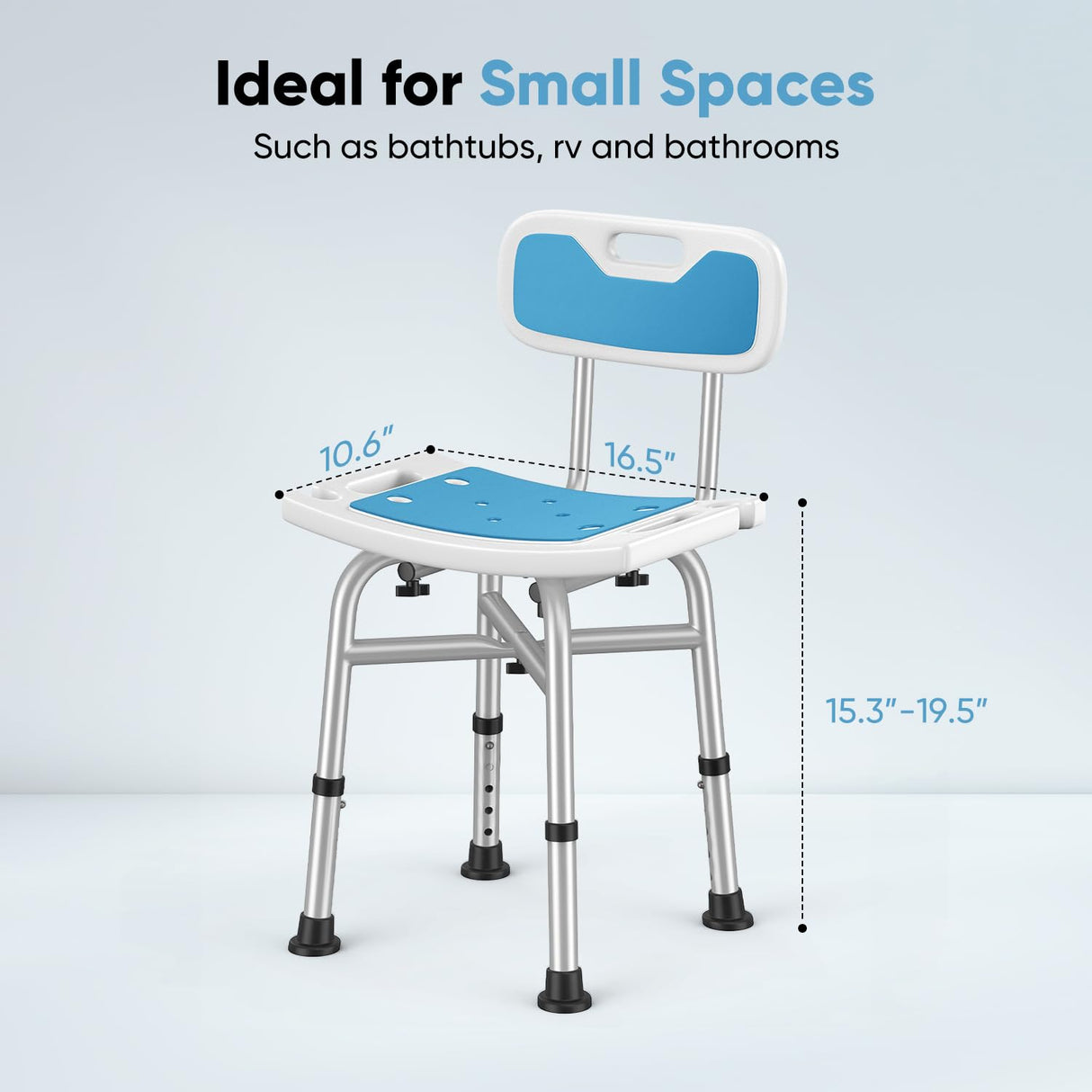 Shower Chair for Inside Shower - 500 lbs Heavy Duty Bath Bench Seat | FSA/HSA Eligible | Adjustable Height | Tool-Free Assembly Bathtub Stool for Elderly, Seniors and Disabled