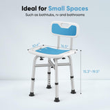 Shower Chair for Inside Shower - 500 lbs Heavy Duty Bath Bench Seat | FSA/HSA Eligible | Adjustable Height | Tool-Free Assembly Bathtub Stool for Elderly, Seniors and Disabled