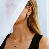 PICKBEAU 18K Two-tone Gold Silver Curve Earrings for Women | Light Weight Italian Design Click Top Chunky Hoop Earrings for Women