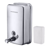 VANNSOO Commercial Soap Dispenser Wall Mount Stainless Steel Manual Liquid Pump Rust-Proof Leak Free for Bathroom (37 fl.oz./1100ml)
