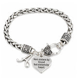 Personalized Best Friend Charm Bracelet with Letter Charm- Custom Not Sisters By Blood But Sisters By Heart Bracelet for Women- Friend Jewelry- Gift for Her