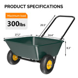 VINGLI 2 Wheel Wheelbarrow, Plastic and Steel Wheel Barrel, 330lbs Capacity Garden Cart for Lawn, Gardening, Construction