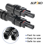 Aupoko T Branch Connectors, Solar IP67 Waterproof Adapter Cable 2 to 1 Compatible with Multi-Connector 4, Solar T Branch Connectors MMF+FFM for Solar Panel and Photovoltaic Systems