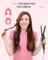 Lopeie 5 in 1 Curling Iron with Thermal Brush and 4 Interchangeable Ceramic Barrels(1/2 to 1 1/2 inch), Curling Wand Set with Flat Iron, Fast Heating, Dual Voltage Hair Curler, Gifts for Women