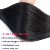 Brazilian Straight Bundles Human Hair 16 18 20 Inch, 12A Grade, 100% Unprocessed Virgin Human Hair Extensions, Natural Black (16-20)