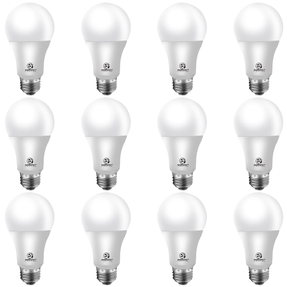 Energetic A19 Light Bulbs 75 Watt Equivalent, 1200LM Super Brightness, Daylight 5000K, E26 Standard Base, Non-Dimmable 10W A19 LED Light Bulb, UL Listed, 12 Pack