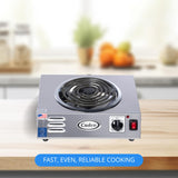 Cadco CSR-3T 14" Electric Portable Countertop Hi-Power Hot Plate w/One Tubular Burner for Restaurant Hotel Food Truck Concession Kiosk, Stainless Steel, 120v