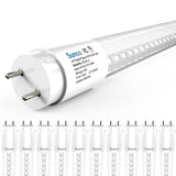 Sunco 10 Pack T8 LED Bulbs 4 Foot, 48 Inch Tube Light Bulbs Fluorescent Replacement, Single or Double Ended Hybrid Type A+B, 2400 LM, 20W, 5000K Daylight, Clear Lens ETL