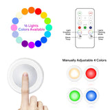 Yiliaw 12 Pack LED Puck Lights Remote Control 16 Color Changeable Under Cabinet Lights, Battery Operated Lights Night Light with Dimmer & Timmer for Closet Bedroom Kitchen, White