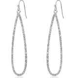 Silver Tone Long Earrings for Women, Large CZ Faux Diamond Teardrop Dangles
