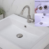 Rockgoya Bathroom Sink Drain,2 Pack Drain Stopper Bathroom Sink with Overflow,Pop Up Drain Assembly with Detachable Strainer Basket,Built-in Anti-Clogging Strainer,Stainless Steel Brushed Nickel