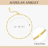 AOZELAN 14K Gold Anklets for Women Gold Ankle Bracelets for Women Cuban Chain with Spaced Tiny Disc 11(9+2) Inches