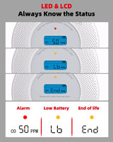 KIMROG 10-Year Sealed Battery 2-in-1 Smoke & Carbon Monoxide Detector Alarm | Home/Garage Combo CO & Smoke Alarm Detector with Backlit LCD Display & V-0 Flame-Retardant Housing (1-Pack)