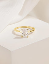 EAMTI 3CT Engagement Rings for Women Radiant Cut CZ Solitaire Promise Wedding Bands Travel Ring 14K Gold Plated Size 7