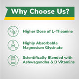 Vitalibre L-Theanine 200mg Supplement, Magnesium Glycinate, Ashwagandha, Inositol, Vitamin B1 B2 B6, No Gluten, Calm, Relaxation, Focus, Cognitive Function, 60 Vegan Caps