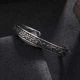 YWMAN Vintage Floral Cuff Bracelet, Stainless Steel Flower Bangle Bracelets for Women