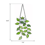 Rswardeleco Stained Glass Window Hanging, Green Leaf Plant Suncatcher Decor