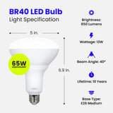 Feit Electric LED BR40 Bulbs, Dimmable, 65W Equivalent, 10 Year Life, 850 Lumens, E26 Base, 2700k Soft White, Flood Lights, Recessed Can Light Bulbs, Damp Rated, UL Listed, 6 Pack, BR40DM/10KLED/2/3
