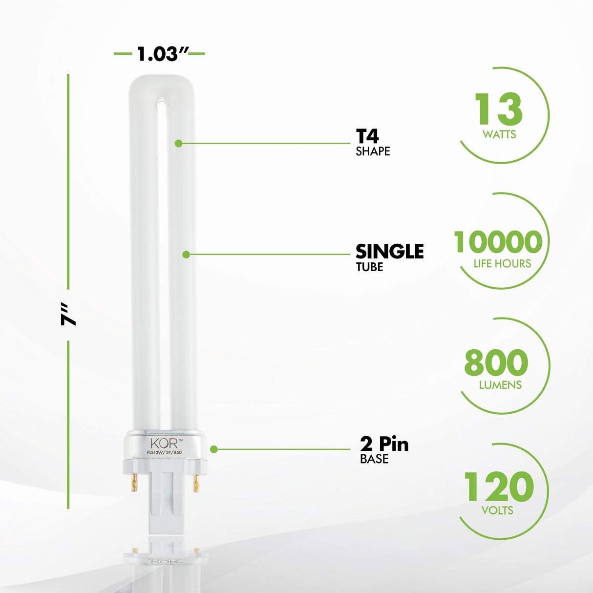(Pack of 4) 13W CFL Light Bulbs – Single Tube, 2-Pin GX23 Base, 5000K Bright White – Compatible with Sylvania CF13DS/850, Philips PL-S 13W/850, GE F13BX/850