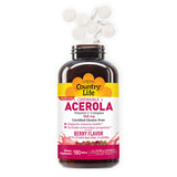 Country Life Acerola Vitamin C Complex, 500mg, Chewable Berry Flavored Wafers, Supports Immune Health, 180 Wafers, Certified Gluten Free by GFCO , Certified Vegan by AVA