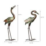 Shorayn Metal Heron Garden Statue Life-Size Crane Set Indoor Yard Decor Handmade Gift