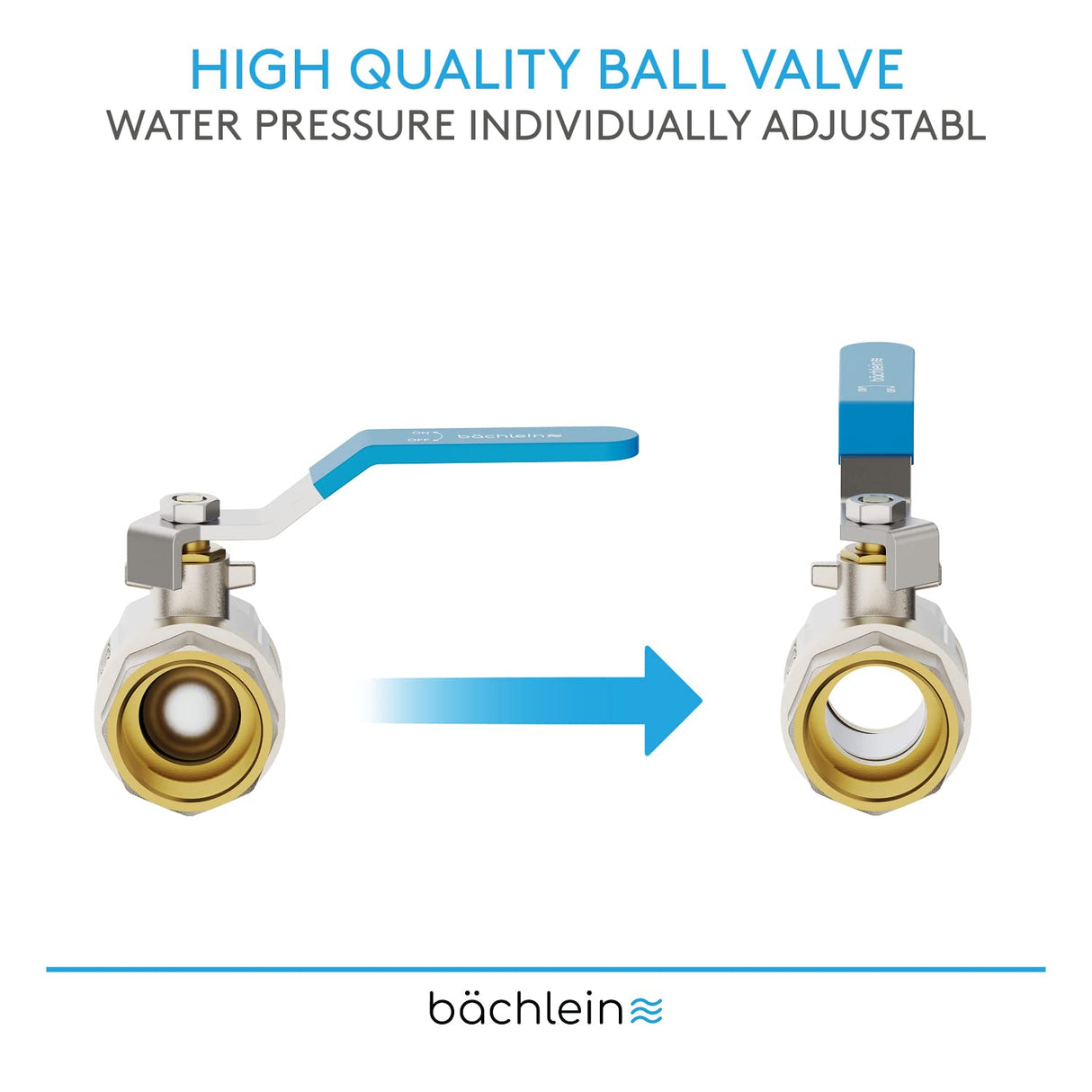 Bächlein Universal Ball Valve - Brass Ball Valve with Lever Handle and 1 Inch Female Thread on Both Sides - Full Bore Shut-Off Valve