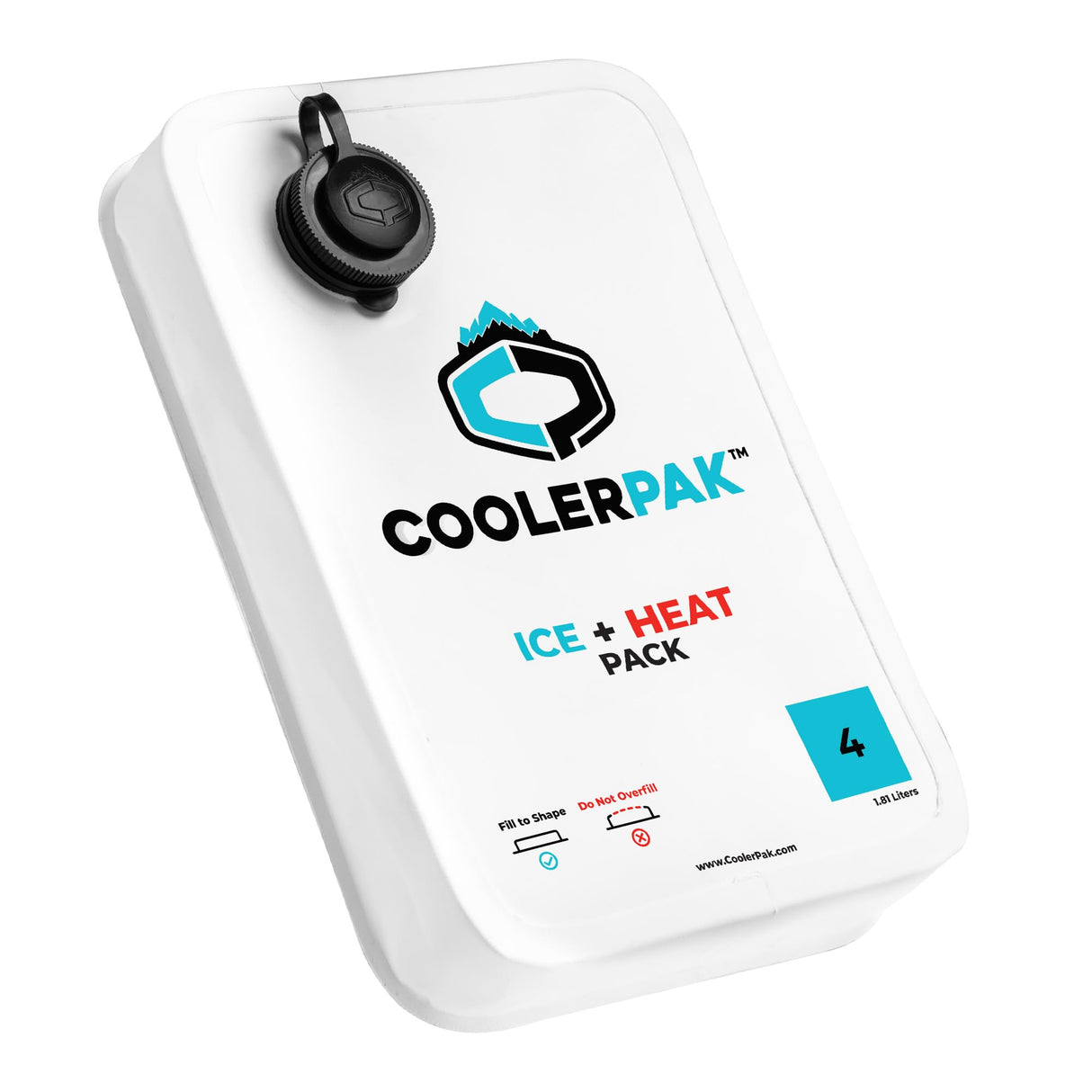 CoolerPak 4lb Refillable Reusable Ice Pack – Hook & Loop Fastener - Cold for Days – Non-Toxic, Leakproof, Suitable for Potable Drinking Water & Cold Plunge – Built Tough, Roll Up for Easy Storage