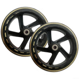 URPIZY Pack of 2 Scooter Tyres Replacement Tyres, 125mm - 200mm Scooter Wheels Pu City Scooter Wheels with Bearings, Skates Wagon Cart Trolley Wheel(180mm*30mm Black)