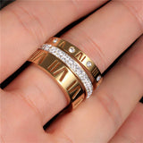Jarlinwel Stainless Steel CZ Zirconia Roman Numeral Ring For Women Stacking Thumb 3 in 1 Spinner Rings (Gold, 8 Runs small)