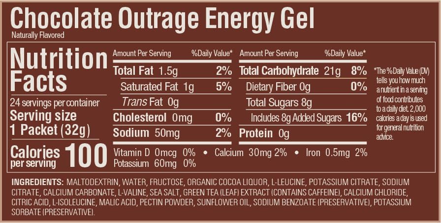 GU Energy Original Sports Nutrition Energy Gel, Vegan, Gluten-Free, Kosher, and Dairy-Free On-the-Go Energy for Any Workout, 24-Count, Chocolate Outrage