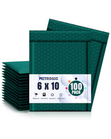 Metronic Bubble Mailers 6x9 Inch 100 Pack Forest Green Usable Size 6x10" Padded Envelopes Self-Sealing Bubble Mailer Perfect for Christmas Gift Packaging, Shipping, Mailing, Small Business Bulk
