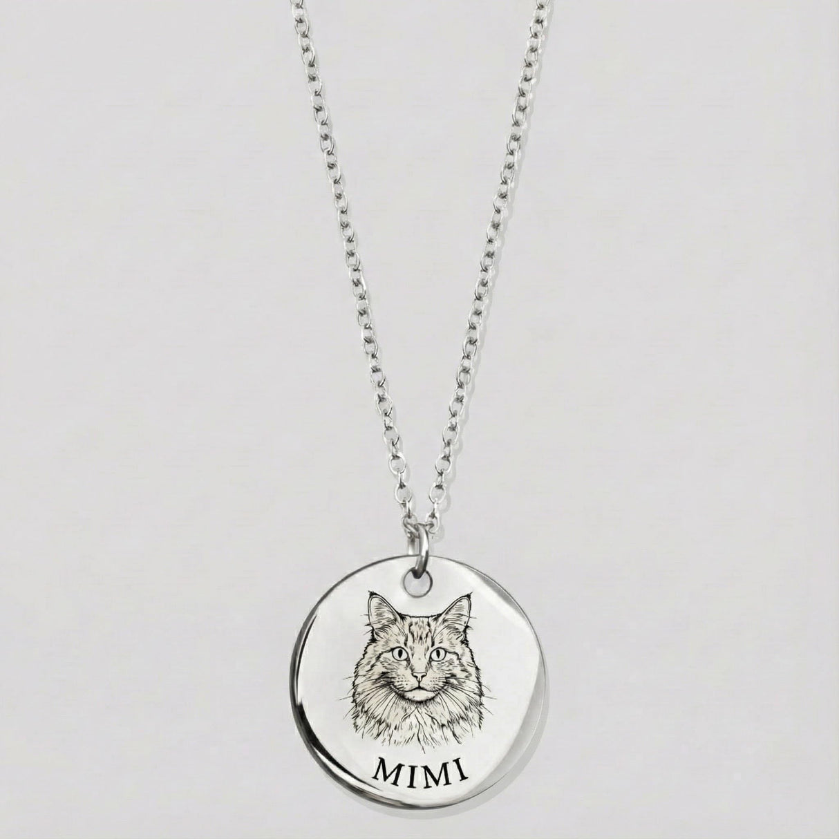 MignonandMignon Personalized Pet Gifts Custom Pet Jewelry Dog Necklace Cat Gift Custom Portrait Unique Gift LCN-AP (Silver)
