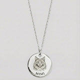 MignonandMignon Personalized Pet Gifts Custom Pet Jewelry Dog Necklace Cat Gift Custom Portrait Unique Gift LCN-AP (Silver)